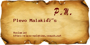 Plevo Malakiás névjegykártya